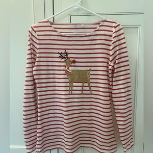 Boden US size 6 reindeer shirt ❤️🎄🦌 fuzzy deer and red ball nose